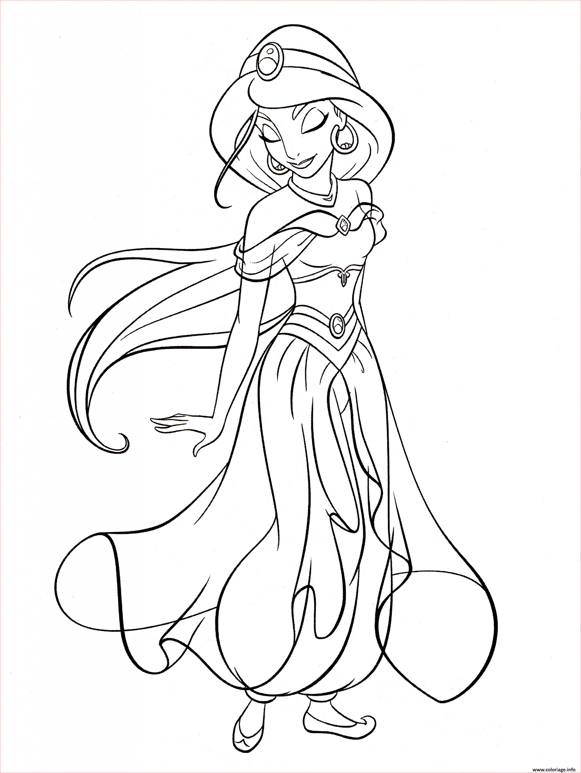 princesse jasmine du film aladdin coloriage