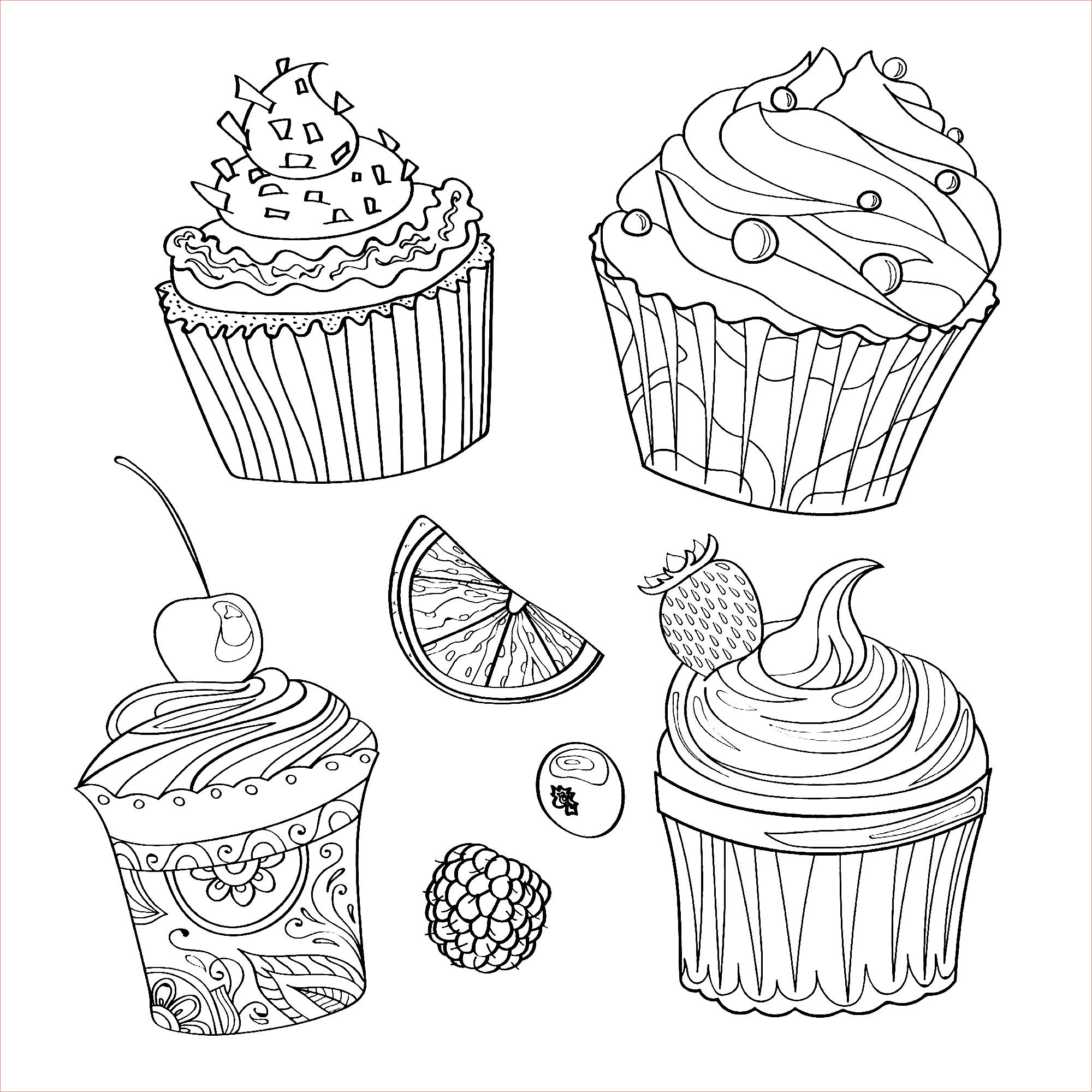 image=cupcakes et gateaux coloriage enfant quatre cupcakes 1