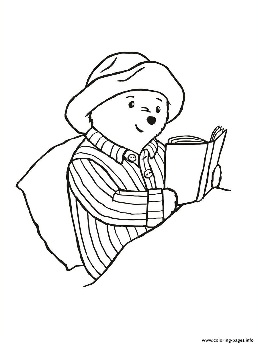 paddington reading in the bed printable coloring pages book