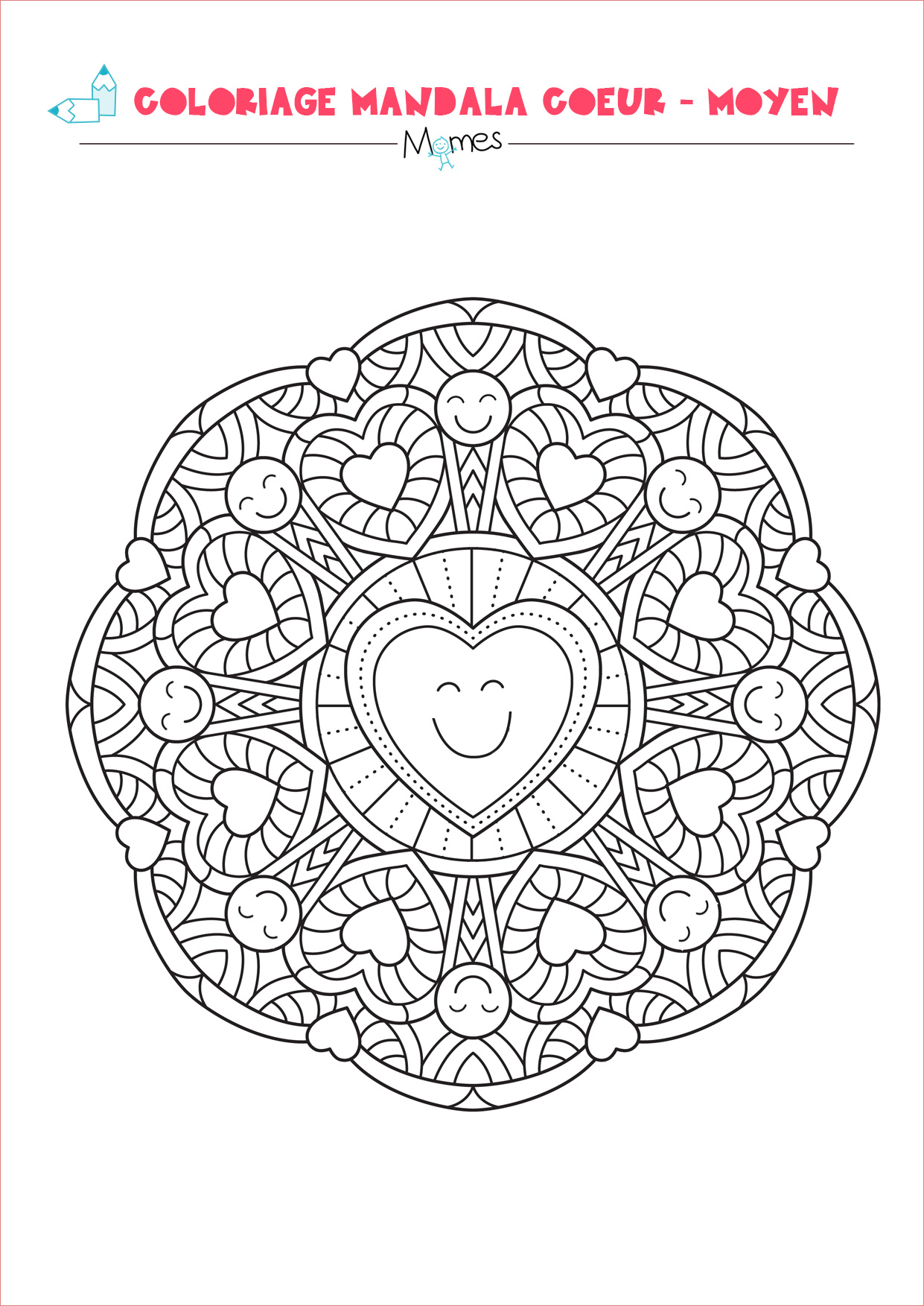 Coloriage mandala coeur moyen