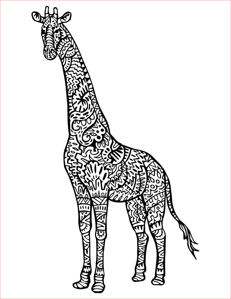 coloriage girafe mandala tattoo animal a imprimer