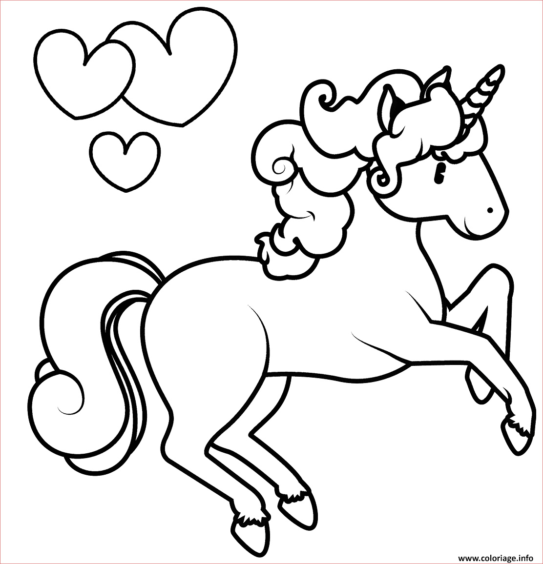 coeurs et licorne pour princesse alicorne coloriage dessin