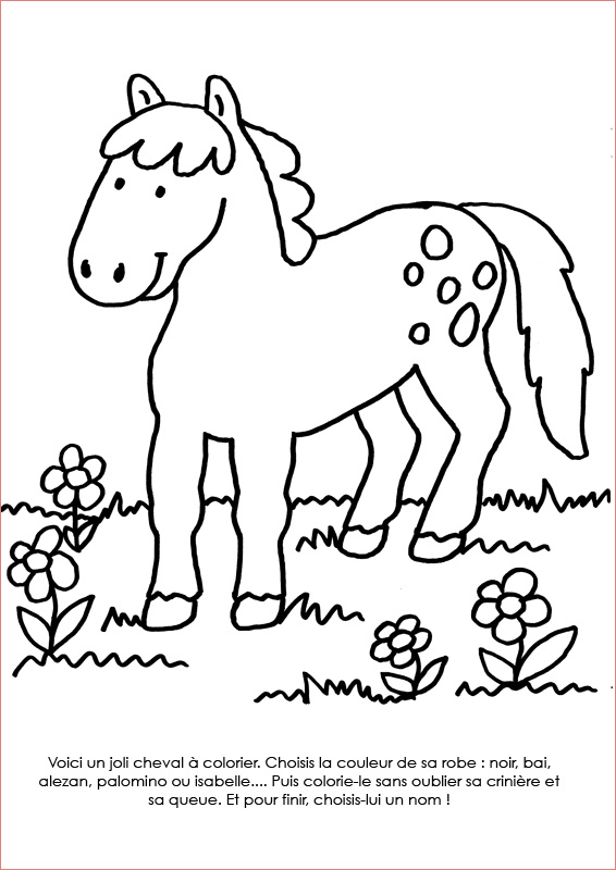 coloriage a imprimer cheval au pre a colorier