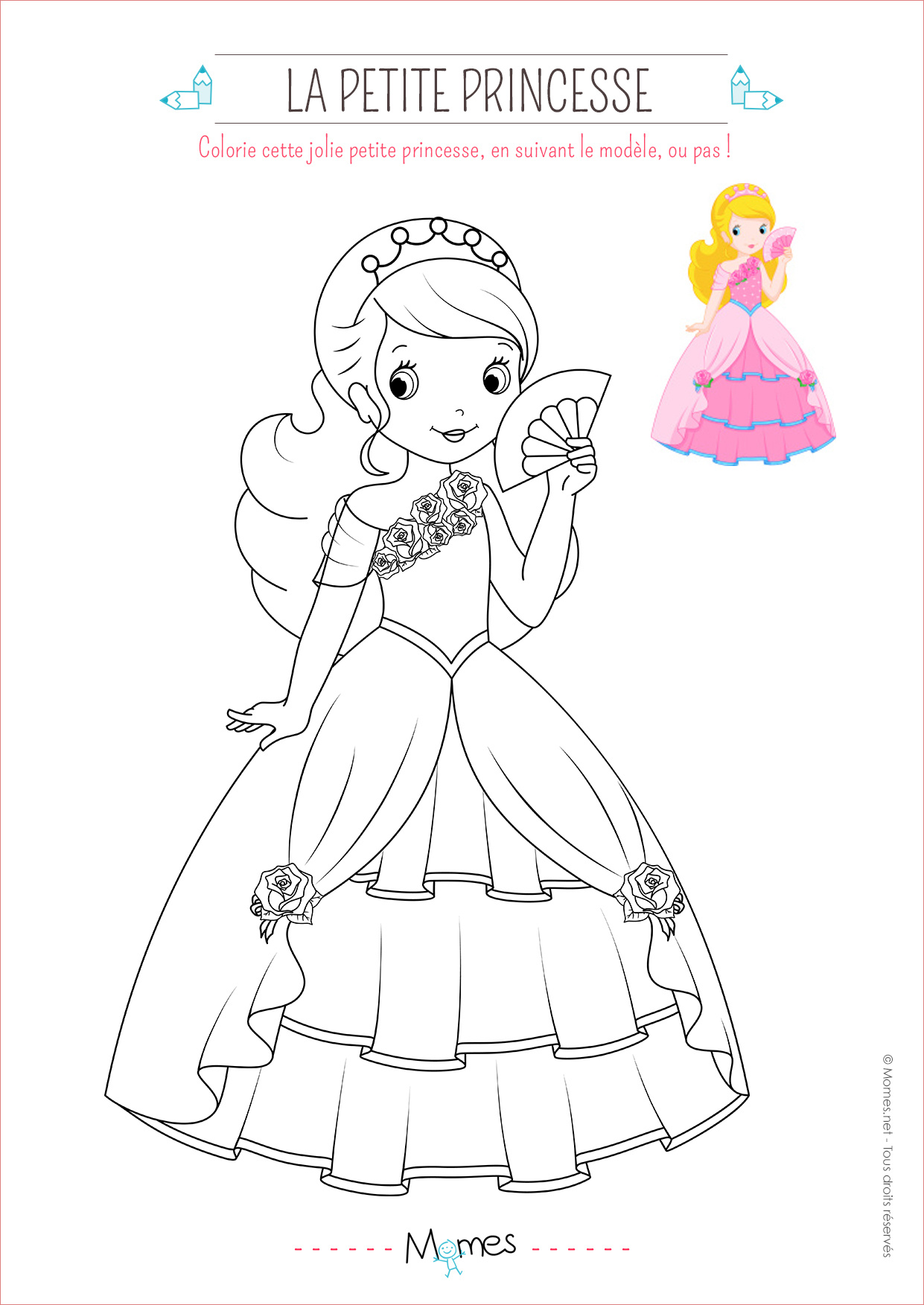 Coloriage de princesse avec modele