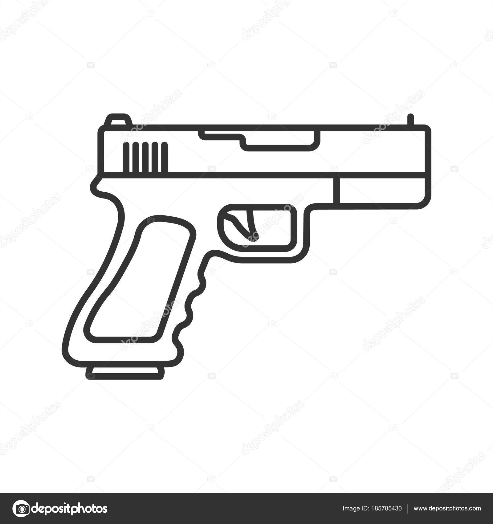 fusil pistolet icone lineaire illustration ligne mince arme feu avec arme a feu dessin