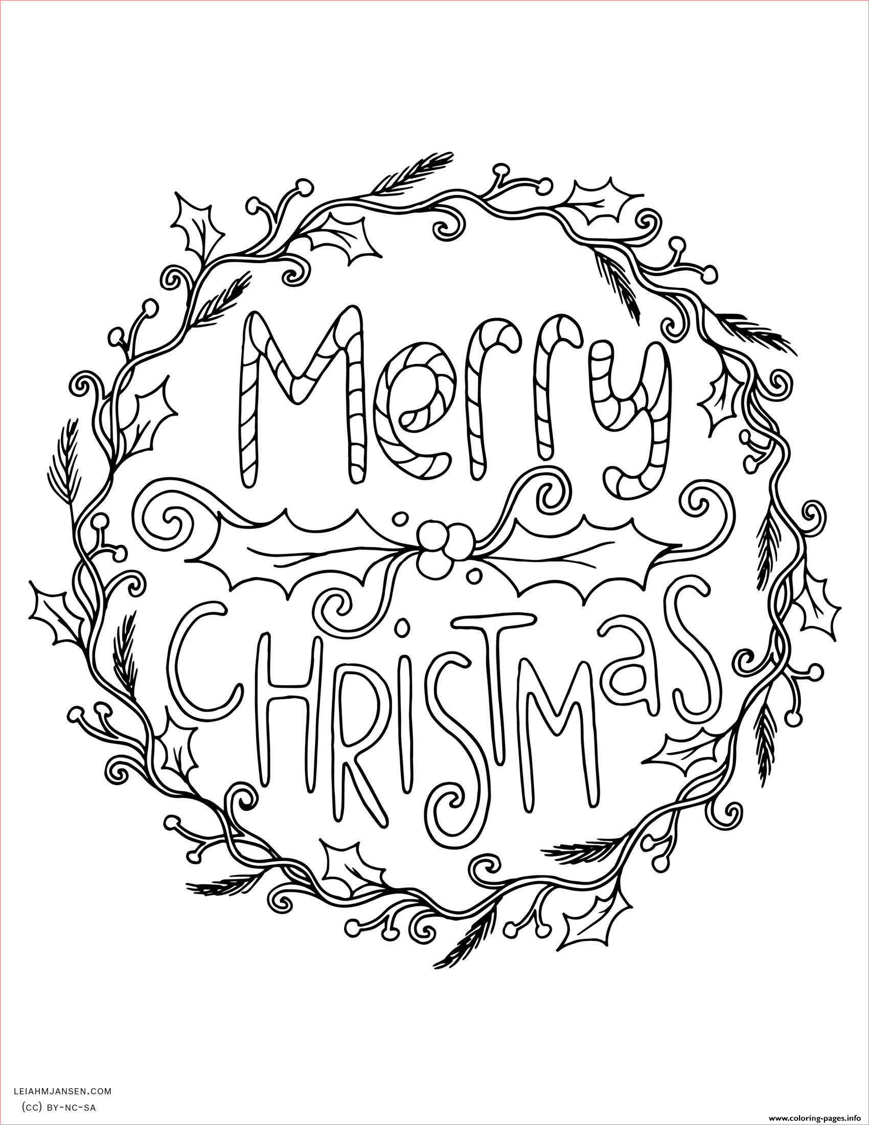 merry christmas wreath adult printable coloring pages book