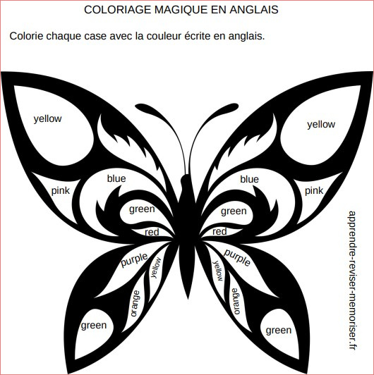 coloriage magique couleurs anglais