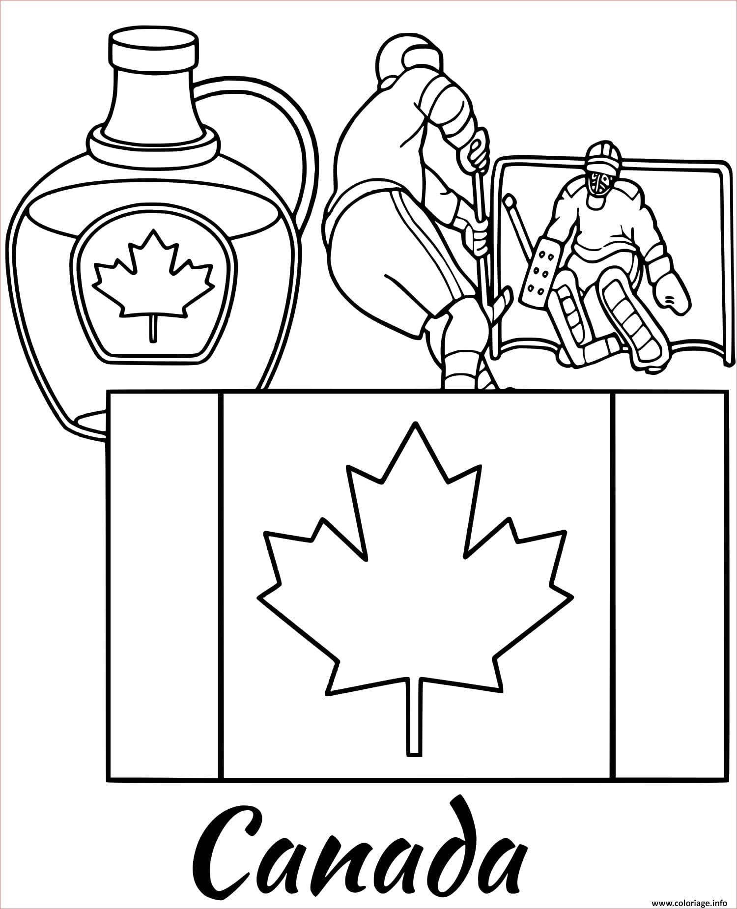 canada drapeau maple syrup coloriage dessin