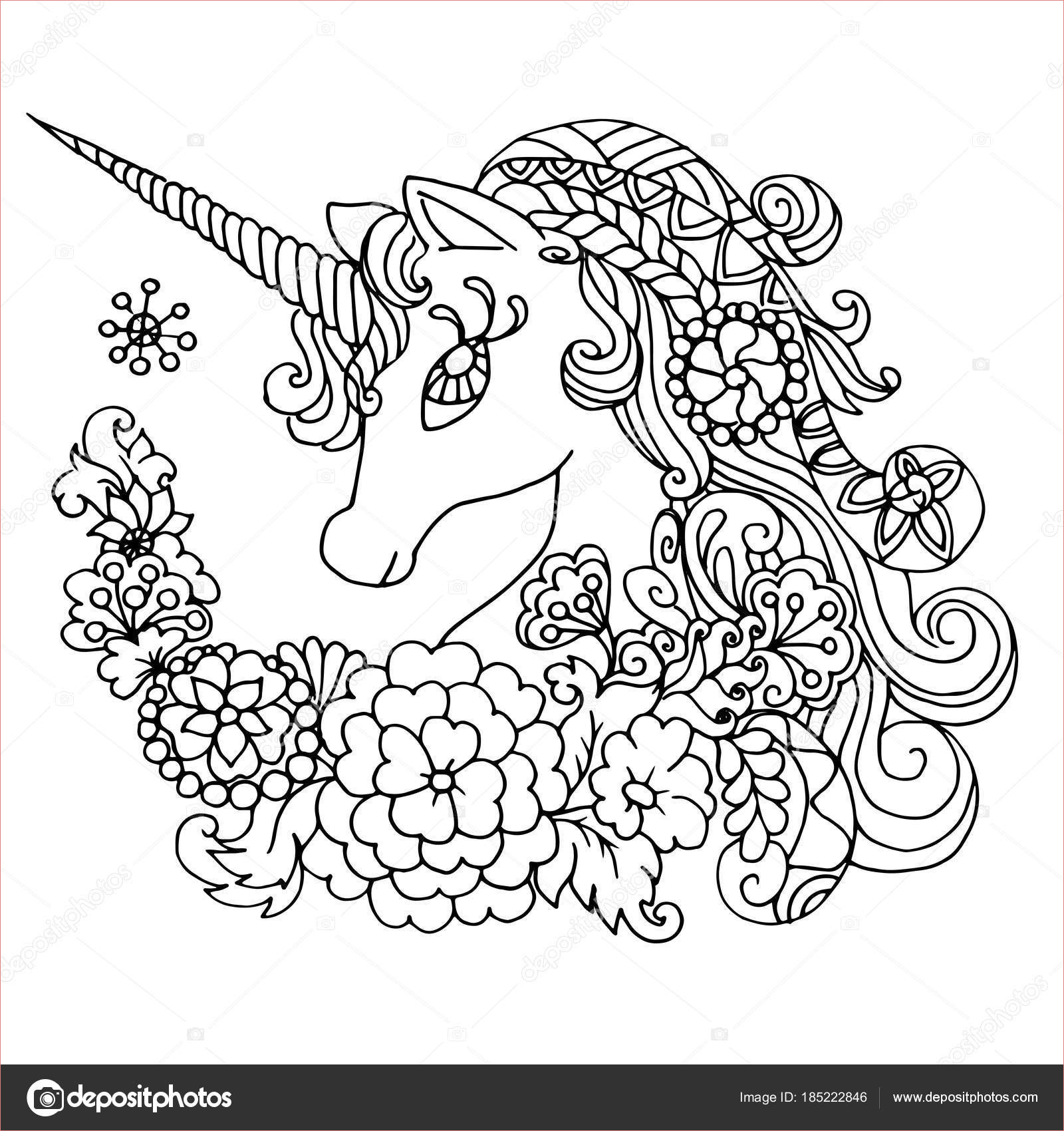 stock illustration coloring book fabulous white unicorn