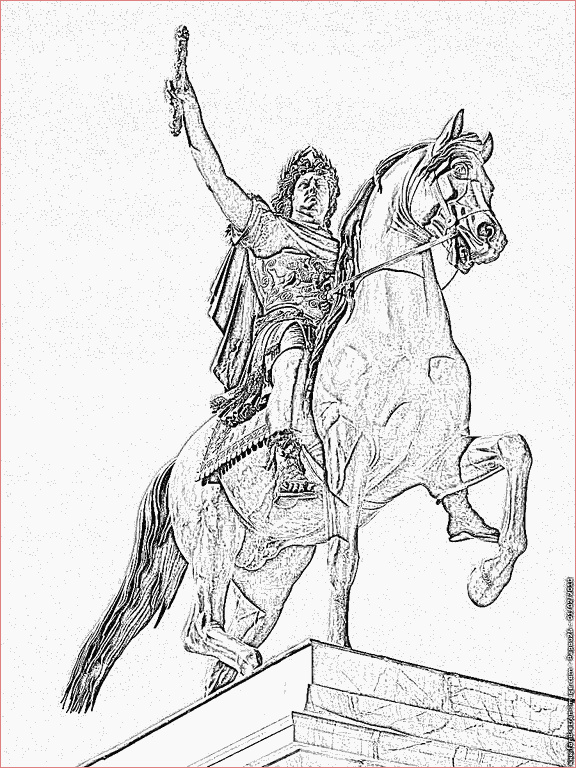 coloriage louis xiv a cheval statue