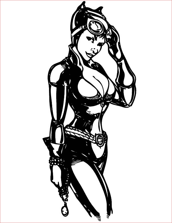 catwoman sitting coloring pages