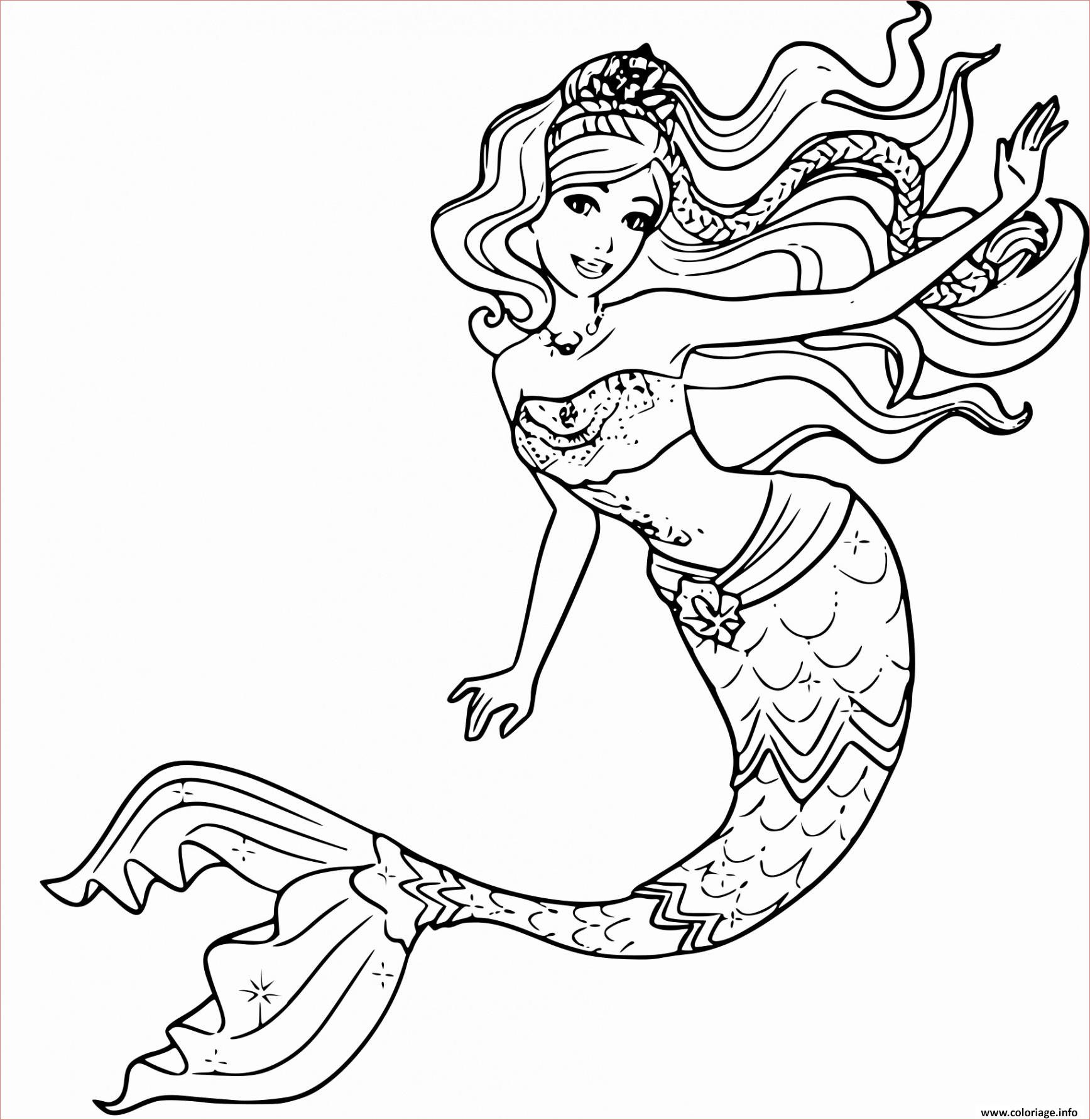 coloriage sirene barbie dit bonjour dessin encequiconcerne coloriage princesse sirene