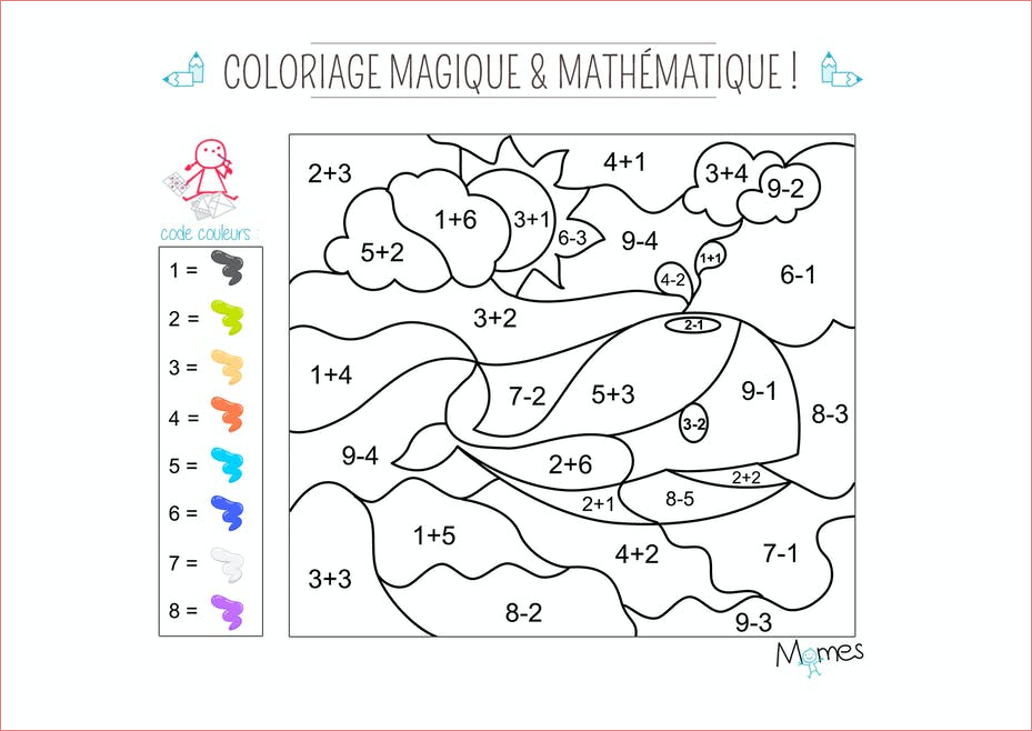 coloriage magique et mathematique la baleine