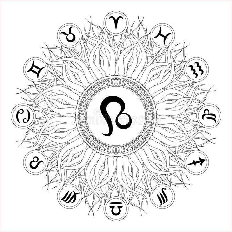 coloriage lion mandala inspirant photos mandala rond noir et blanc avec le symbole de zodiaque de