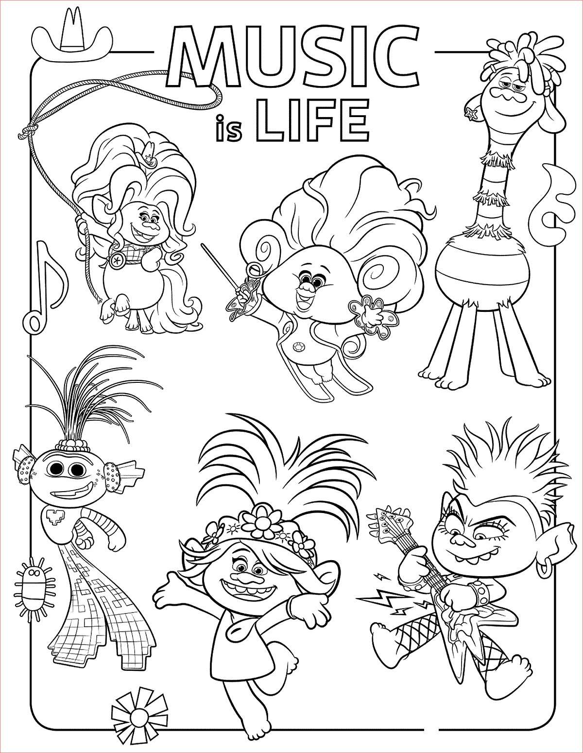 trolls world tour coloring pages