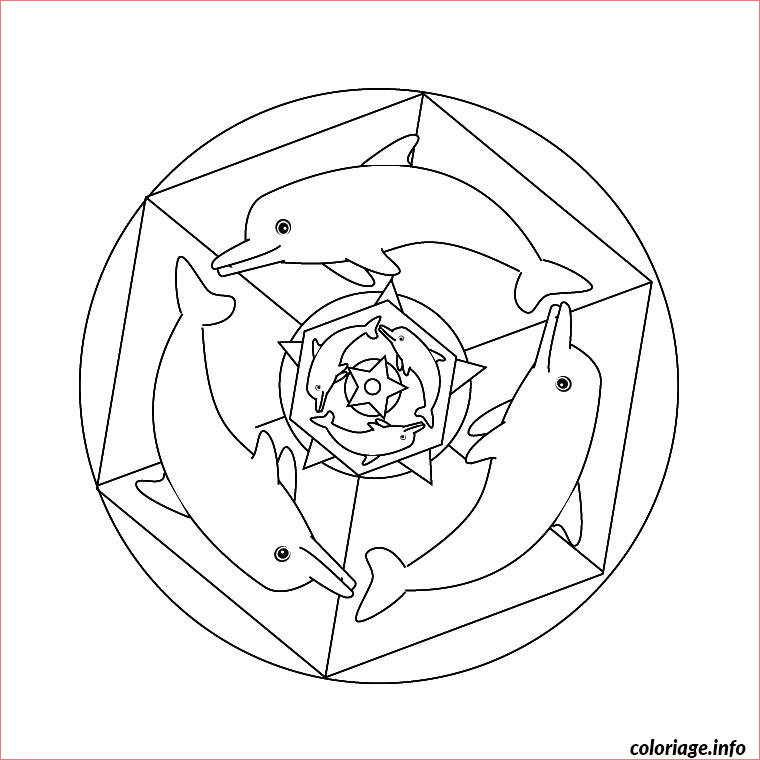 mandala de dauphin coloriage 587