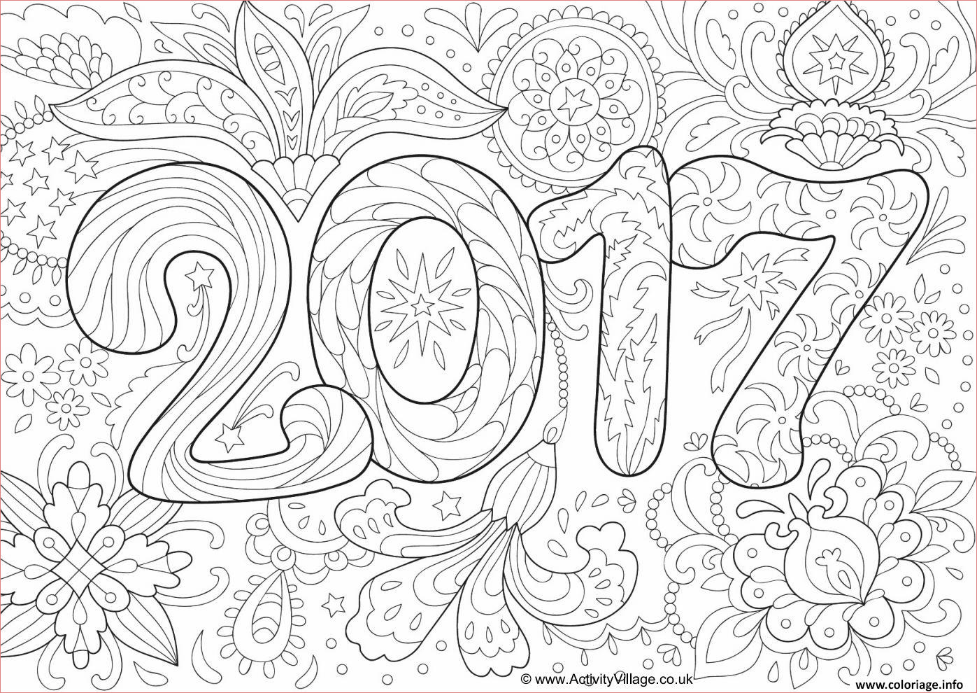 doodle adulte nouvel an 2017 coloriage