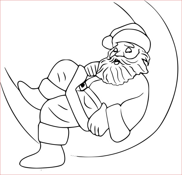 coloriage pere noel sur la lune