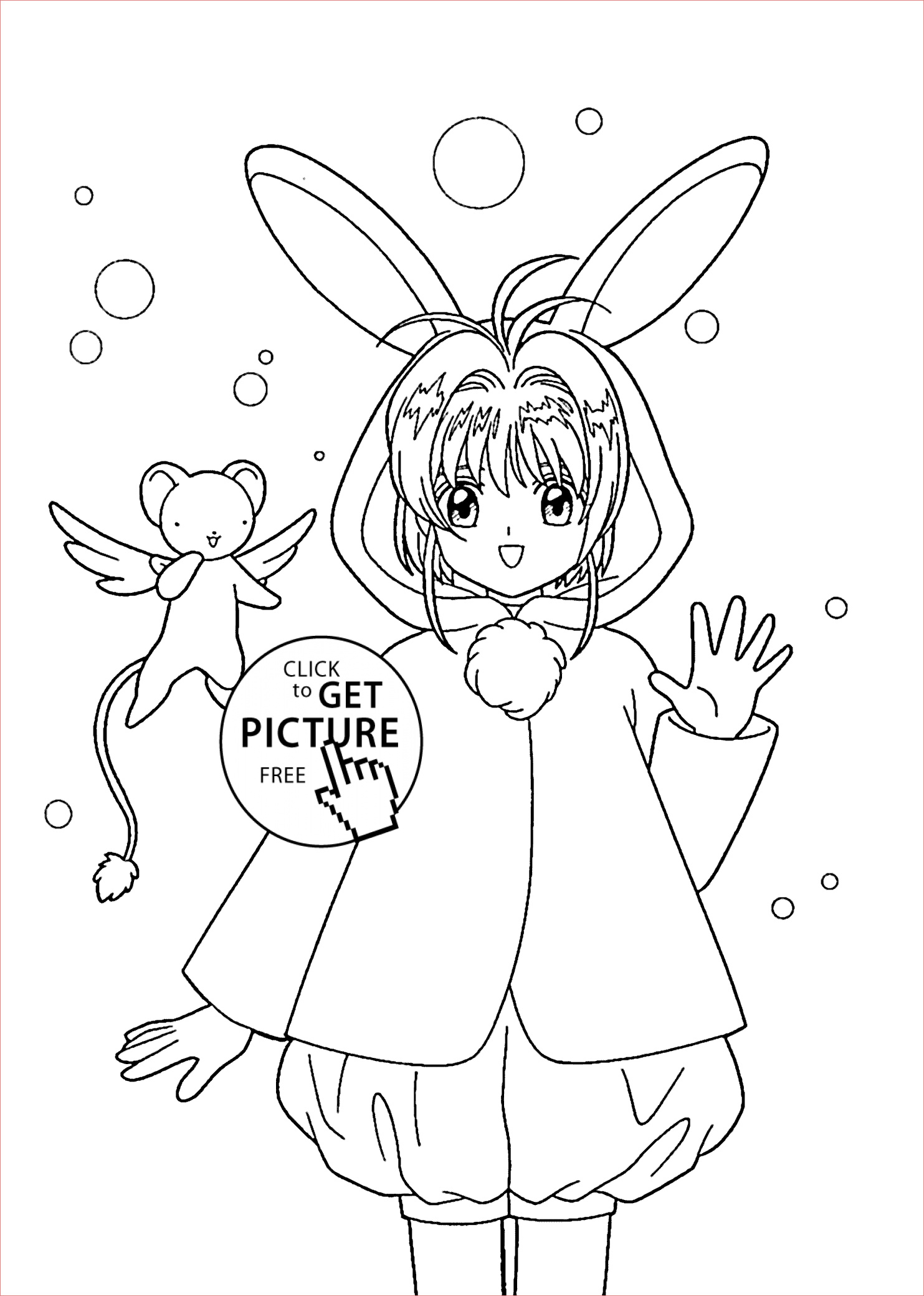 sakura anime coloring pages for kids printable free